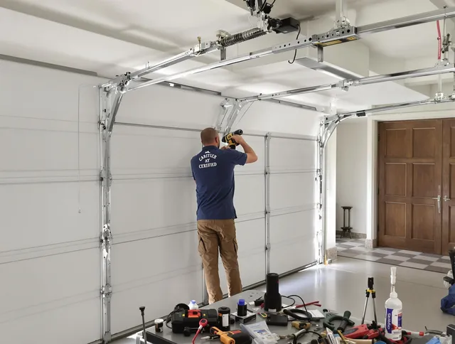 Cypress Garage Door Repair certified technician performing precision garage door repair in Cypress